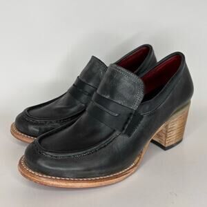 Freebird By Steven Women’s 9 Chevelle Block Heel Loafer Black Patina Leather